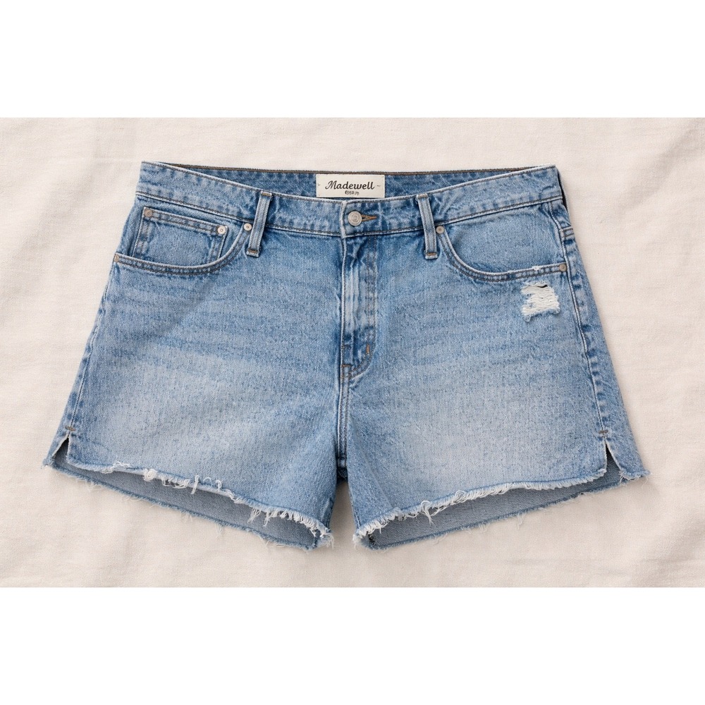 Madewell‎ Relaxed Denim Shorts 18W Light Wash Distressed Cutoffs Cotton 4 Inch